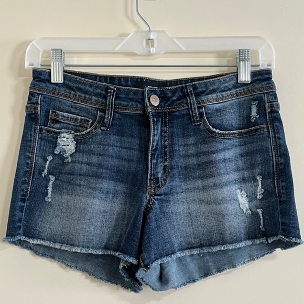 Vervet Womens Distressed Denim Shorts 26 Mid Rise Raw Hem Stretch Y2K‎ Festival